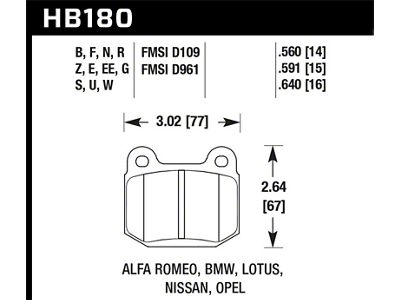 Hawk Performance 03-06 Evo / 04-09 STi / 03-07 350z Track - HB180Z.560