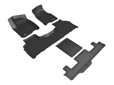 3D MAXpider 2021 Chevrolet Tahoe / GMC Yukon 7-Seats Kagu 1st 2nd 3rd Row Floormats - Black