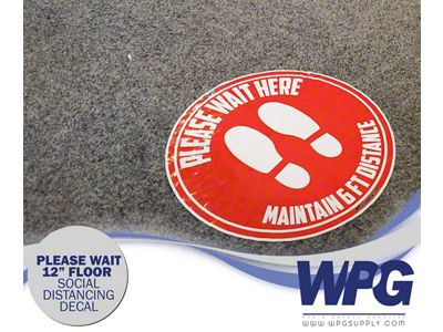Race Sport Lighting 8 inch x8 inch Please Wait and Stand Here 6ft Social Distancing Safety Decal - 8X8PWSH