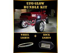 Adrenaline Offroad RGB+W Ultra Rock and 12-Row Switchback/Pure White Wheel Light UFO Glow Bundle Kit; 12-Piece (Universal; Some Adaptation May Be Required)