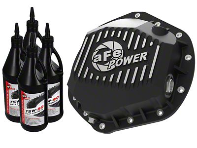 AFE Pro Series Rear Diff Cover Black w/ Machined Fins - 46-71061B
