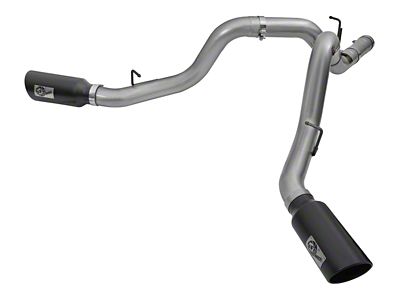 AFE LARGE Bore HD 4in Dual DPF-Back SS Exhaust w/Black - 49-44080-B