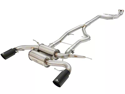 AFE MACHForce XP SS-304 Black Tip 3.0in-2.5in Dia Cat Back - 49-36328-B