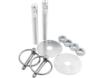 Allstar Performance Aluminum Hood Pin Kit; 1/2-Inch Pins; Silver (Universal; Some Adaptation May Be Required)