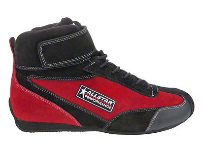 Allstar Performance Mid-Top Pro Series Driving Shoes; SFI 3.3/5; Black/Red