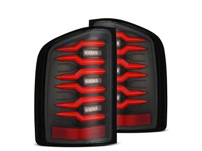 AlphaRex 07-14 Chevrolet Silverado 1500/2500HD/3500HD Luxx-Series LED Tail Lights Black/Red - 620000