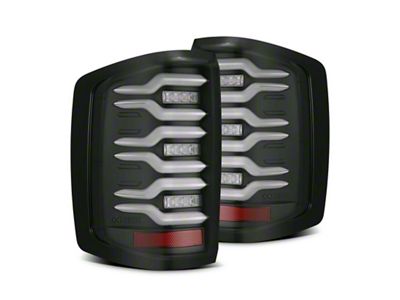 AlphaRex 14-18 Chevrolet Silverado Luxx-Series LED Tail Lights Black w/Activ - 620030