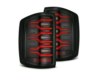AlphaRex 14-18 Chevy Silverado 1500 Luxx-Series LED Tail Lights Black/Red - 620050