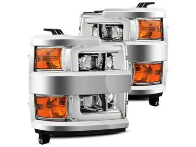AlphaRex 15-19 Chevy Silverado 2500HD PRO-Series Headlight Plank Chrome w/Activ - 880225