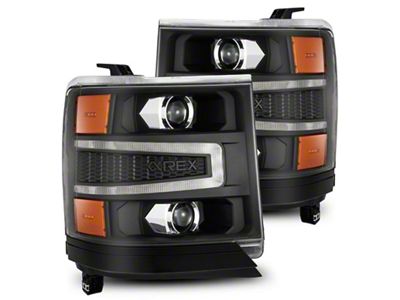 AlphaRex 16-18 Chevy 1500HD LUXX LED Proj Headlights BK w/Seq - 880234