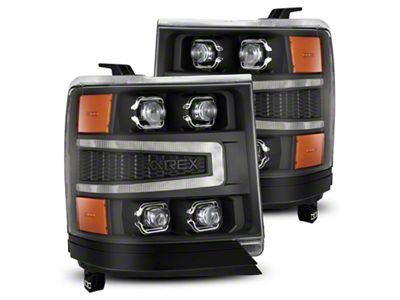 AlphaRex 16-18 Chevy 1500HD NOVA-Series LED Proj Headlights BK w/Actv - 880237