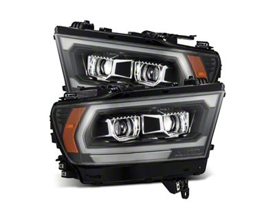 AlphaRex 19-22 Dodge Ram 1500 LUXX LED Proj Headlights Black - 880576