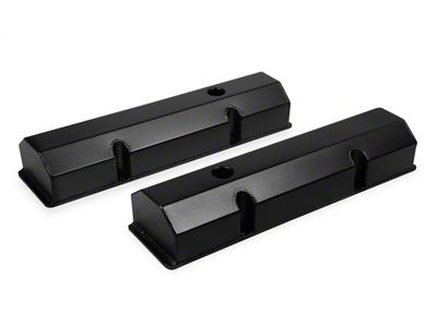 Mr. Gasket Aluminum Valve Cover; Flat Top; Black Finish; Pair; - 6818BG