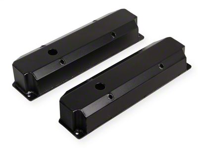 Mr. Gasket Aluminum Valve Cover; Long Bolt; Black Finish; Pair; - 6865BG