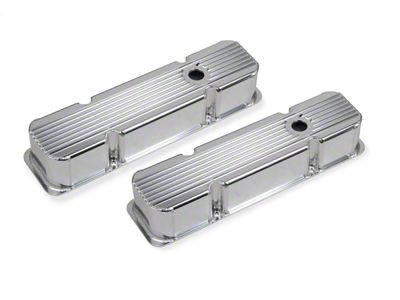 Mr. Gasket Aluminum Valve Cover; Polished Finish; Finned; Pair; - 6814G