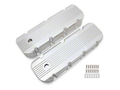 Mr. Gasket Aluminum Valve Cover; Polished Finish; Finned; Pair; - 6833G