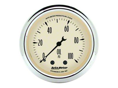 Auto Meter Antique Beige 52.4mm 0-100 PSI Mechanical Oil Pressure Gauge - 1821