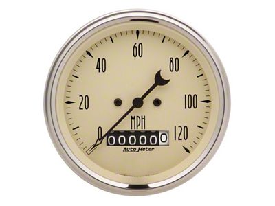 Auto Meter 3-3/8in 120mph Antique Beige Elec. Programmable Speedometer w/ Wheel - 1879