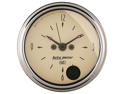 Auto Meter Antique Beige Series 2-1/16-Inch 12-Hour Clock (Universal; Some Adaptation May Be Required)