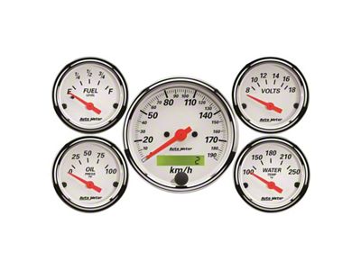 Auto Meter Arctic White 5 Pc Kit Box w/ Elec KMH - 1302-M