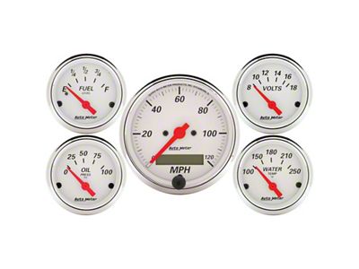Auto Meter Arctic White 5 Pc Kit Box w/ Elec Speedo; - 1302