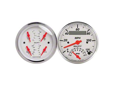 Auto Meter Arctic White 3-3/8 Quad Gauge and Tach/Speedo Combo - 1309
