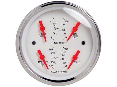 Auto Meter Arctic White 3-3/8in Quad Gauge 100 PSI/100-250 Deg F - 1312
