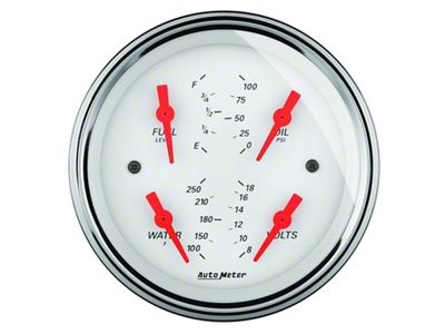 Auto Meter Arctic White 5in Quad GA; Fuel Level; 0-90 OHM - 1319