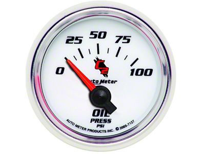 Auto Meter C2 Series 2-1/16-Inch Oil Pressure Gauge; 0-100 PSI; Electric (Universal; Some Adaptation May Be Required)