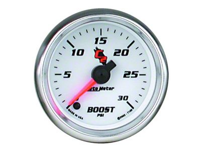 Auto Meter C2 Series 2-1/16-Inch Boost Gauge; 0-30 PSI; Digital Stepper Motor (Universal; Some Adaptation May Be Required)