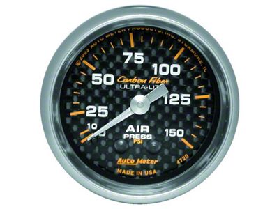 Auto Meter Carbon Fiber 52mm 150 PSI Mechanical Air Pressure Gauge - 4720
