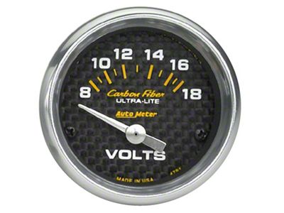 Auto Meter Carbon Fiber Series 2-1/16-Inch Voltmeter Gauge; 8-18V (Universal; Some Adaptation May Be Required)