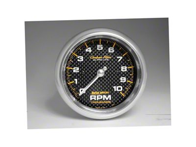 Auto Meter Carbon Fiber 3 3/8 10000 RPM In-Dash Tachometer - 4798