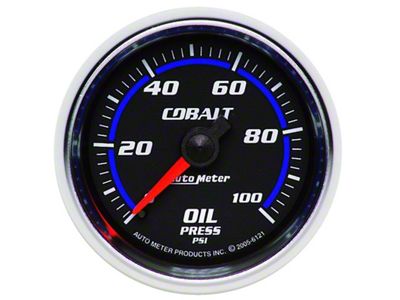 Auto Meter Cobalt Series 2-1/16-Inch Oil Pressure Gauge; 0-100 PSI; Mechanical (Universal; Some Adaptation May Be Required)