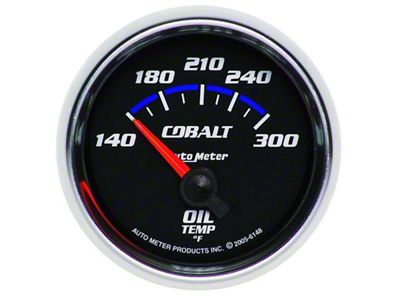 Auto Meter Cobalt Series 2-1/16-Inch Oil Temperature Gauge; 140-300 Fahrenheit (Universal; Some Adaptation May Be Required)