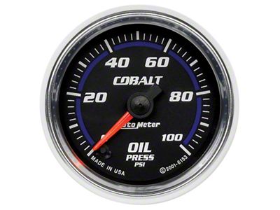 Auto Meter Cobalt Series 2-1/16-Inch Oil Pressure Gauge; 0-100 PSI; Digital Stepper Motor (Universal; Some Adaptation May Be Required)