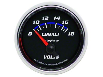 Auto Meter Cobalt 52mm 8-18 Volts Short Sweep Electric Voltmeter Gauge - 6192