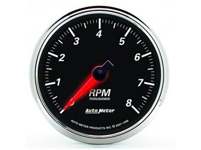 Auto Meter Designer Black II 3 3/8in 8000 RPM In-Dash Tachometer - 1296