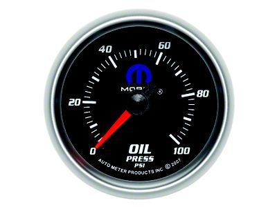 Auto Meter MOPAR Series 2-1/16-Inch Oil Pressure Gauge; 0-100 PSI; Mechanical (Universal; Some Adaptation May Be Required)