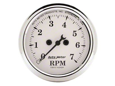 Auto Meter Old Tyme White Series 2-1/16-Inch In-Dash Tachometer; 0-7000 RPM (Universal; Some Adaptation May Be Required)