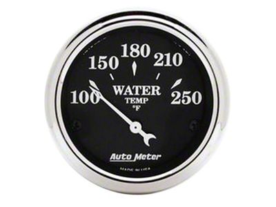 Auto Meter Old Tyme Black Series 2-1/16-Inch Water Temperature Gauge; 100-250 Fahrenheit (Universal; Some Adaptation May Be Required)