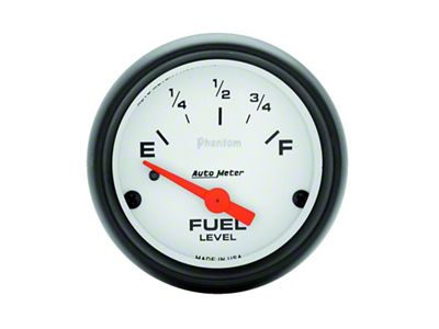 Auto Meter Phantom Series 2-1/16-Inch Fuel Level Gauge; 0 ohm Empty to 90 ohm Full (Universal; Some Adaptation May Be Required)