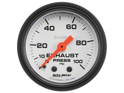 Auto Meter Phantom 2-1/16in 0-100 PSI Mechnical Exhaust Drive Pressure Gauge - 5726
