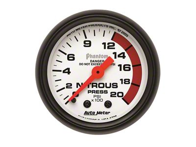 Auto Meter Phantom 52mm 0-2000 PSI Mechanical Nitrous Pressure Gauge - 5728