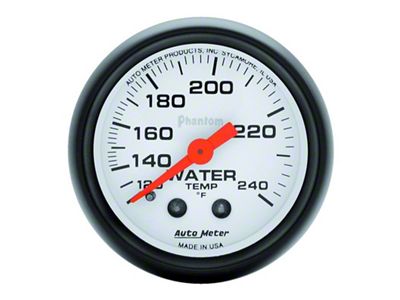 Auto Meter Phantom 52mm 120-240 Deg F Mechanical Water Temp Gauge - 5732