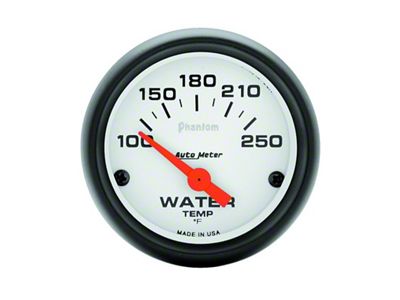 Auto Meter Phantom Series 2-1/16-Inch Water Temperature Gauge; 100-250 Fahrenheit (Universal; Some Adaptation May Be Required)
