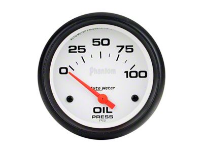 Auto Meter Phantom Series 2-5/8-Inch Oil Pressure Gauge; 0-100 PSI (Universal; Some Adaptation May Be Required)