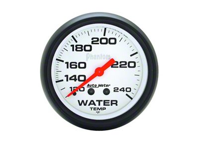 Auto Meter Phantom Series 2-5/8-Inch Water Temperature Gauge; 120-240 Fahrenheit; Mechanical (Universal; Some Adaptation May Be Required)