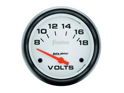 Auto Meter Phantom Series 2-5/8-Inch Voltmeter Gauge; 8-18V (Universal; Some Adaptation May Be Required)