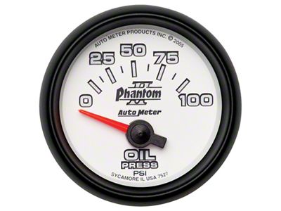 Auto Meter Phantom II Series 2-1/16-Inch Oil Pressure Gauge; 0-100 PSI (Universal; Some Adaptation May Be Required)